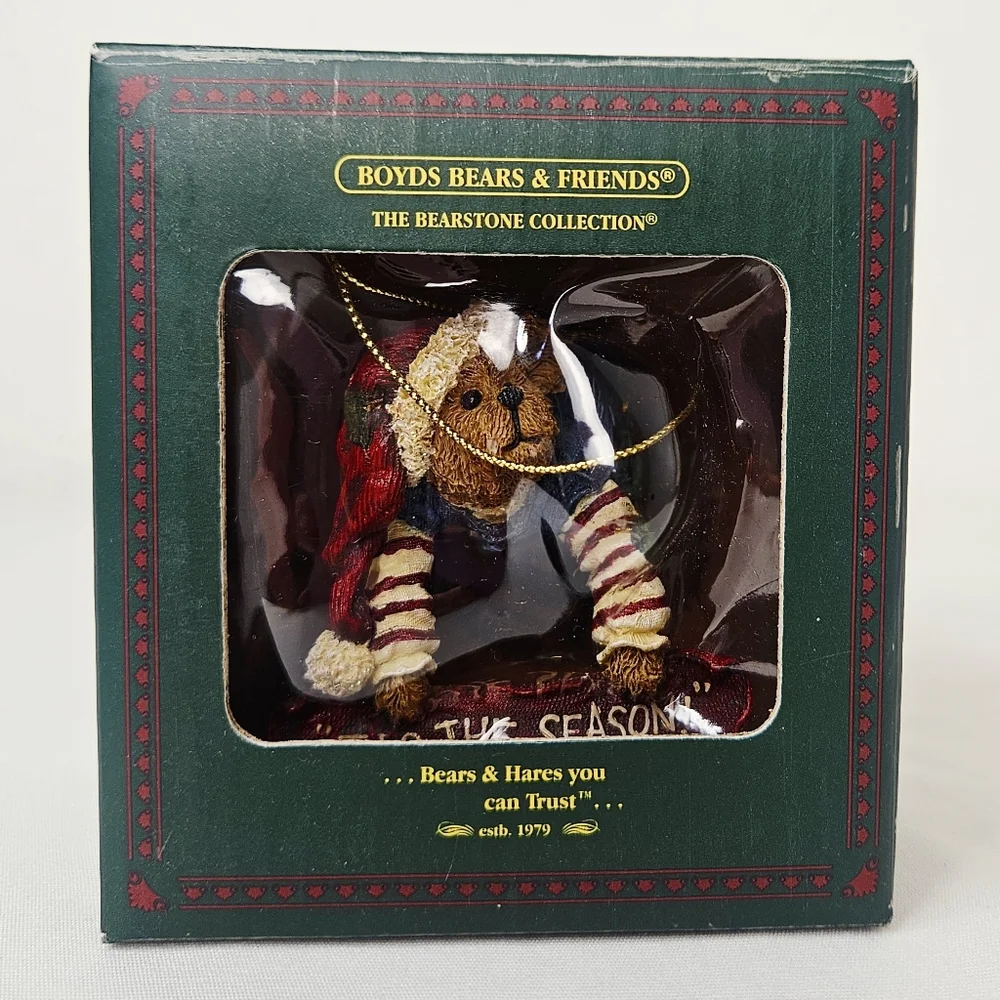 Boyds Bears Dangle Elfbearry Ornament 2003 Bearstone Collection Tis the Season